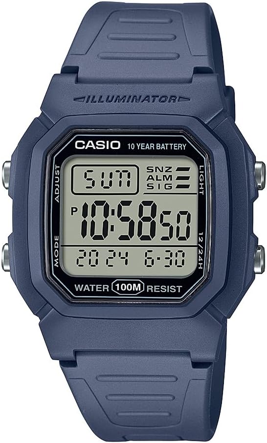 W800HG Series | Men’S Digital Watch | 100 Meter Water Resistance | Multi Function Alarm | 100 SEC Stopwatch | Auto Calendar | Countdown Timer | LED Light | Dual Time| 10 Year Battery